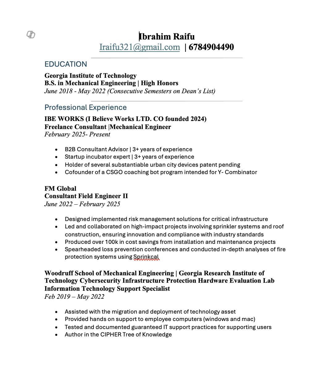 Resume preview